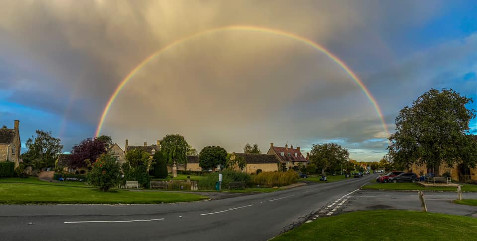 Willersey pond and rainbow