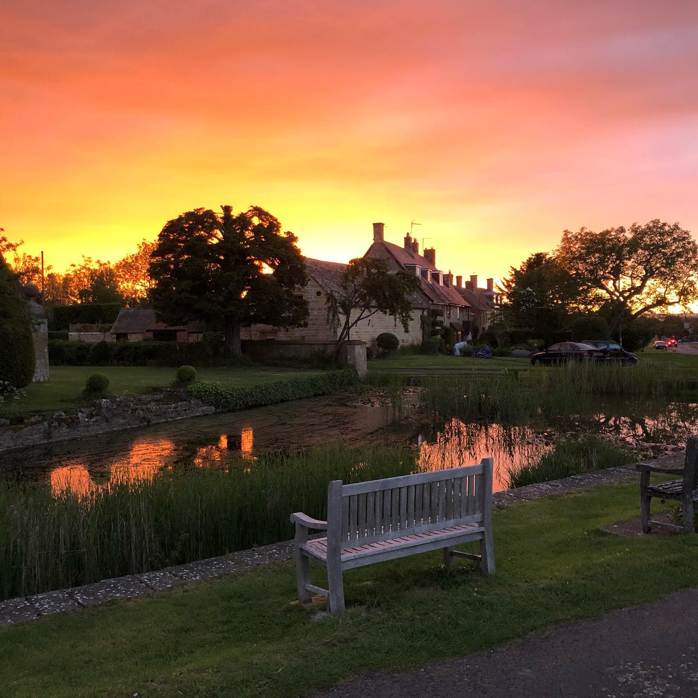 Willersey pond at sunset